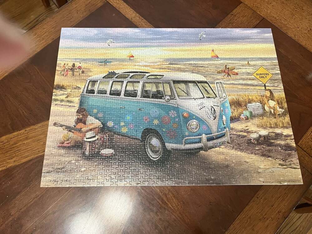 Eurographics The Love Hope VW Bus 1000 Piece Jigsaw Puzzle Beach Hippie Complete